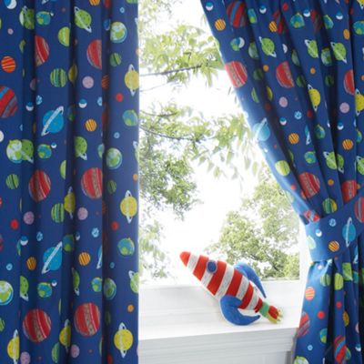 bluezoo Kids' blue space print curtain set